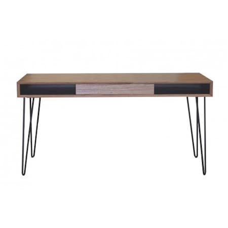 Proman Products Marcus Desk- Oak Veneer Table Top With Metal Legs CD16738
